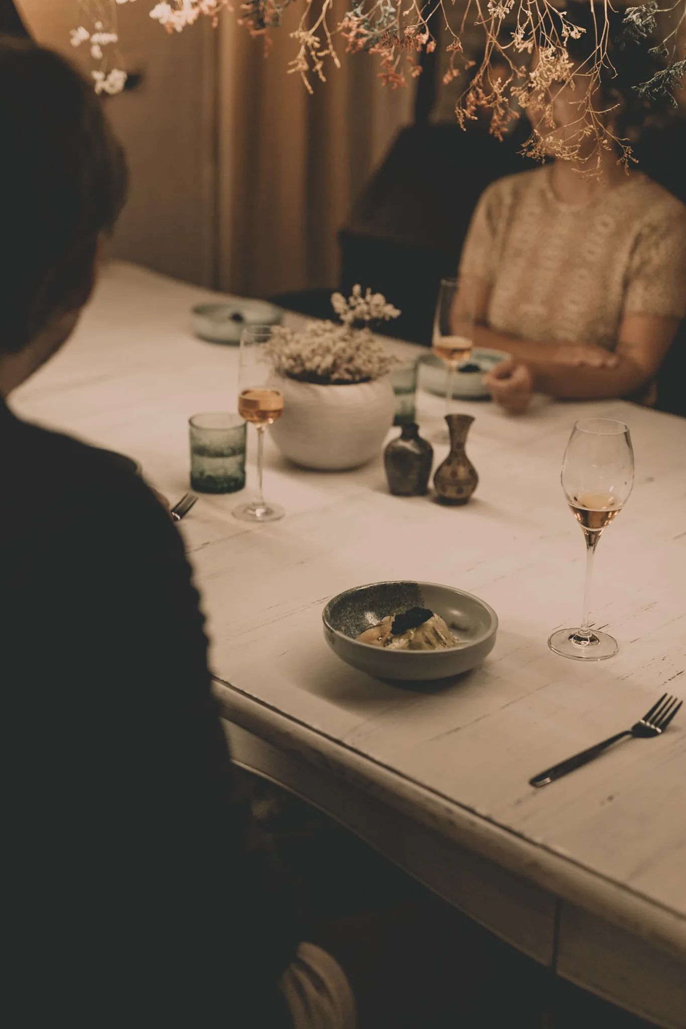 The table set for dinner